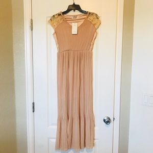 Beige chiffon maxi dress girls 12/14